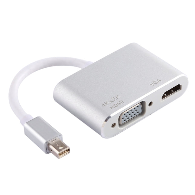 2 in 1 4Kx2K Mini DisplayPort to VGA & HDMI Adapter (Silver)-garmade.com