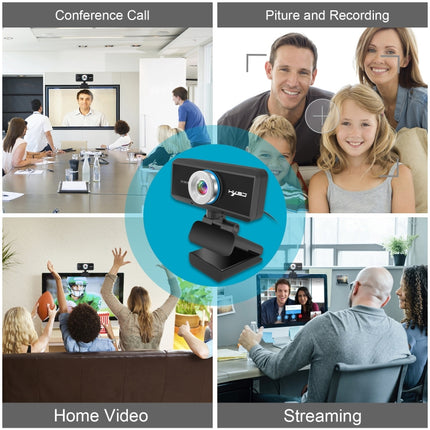 HXSJ S4 1080P Adjustable 180 Degree HD Manual Focus Video Webcam PC Camera with Microphone(Black)-garmade.com