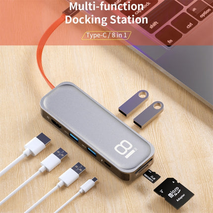 ROCK TR03 8 In 1 Type-C / USB-C to HDMI Multifunctional Extension HUB Adapter (Grey)-garmade.com