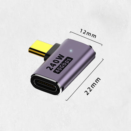 240W USB-C/Type-C Female to USB-C/Type-C Male 40Gbps Side Bend Adapter with Light-garmade.com