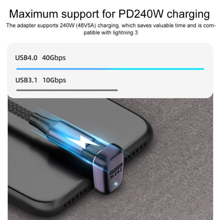 240W USB-C/Type-C Female to USB-C/Type-C Male 40Gbps Side Bend Adapter with Light-garmade.com