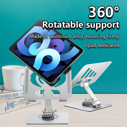 L-13 Aluminum Alloy Foldable Rotating Laptop/Tablet Stand (Silver)-garmade.com