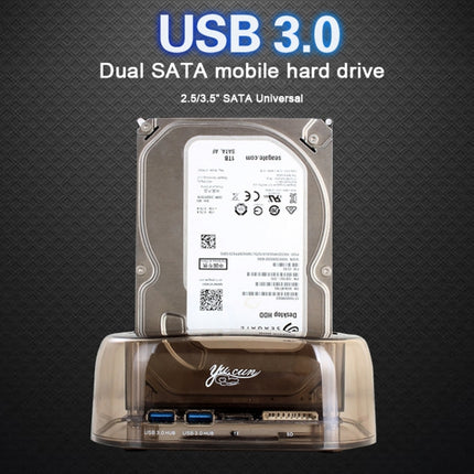 2.5 / 3.5 inch USB3.0 Dual SATA HDD Enclosure with HUB & OTB Function, The Maximum Support Capacity: 16TB-garmade.com