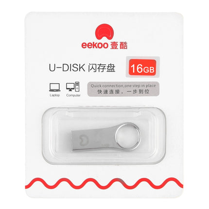 eekoo 16GB USB 2.0 Waterproof Shockproof Metal Ring Shape U Disk Flash Memory Card (Silver)-garmade.com