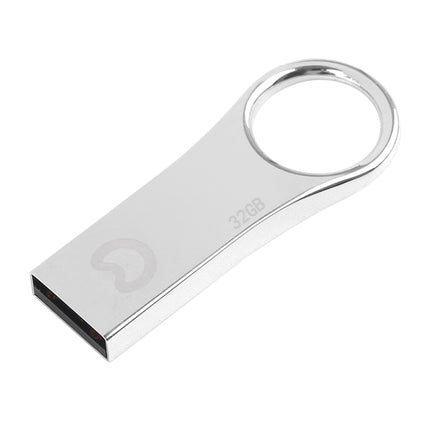 eekoo 32GB USB 2.0 Waterproof Shockproof Metal Ring Shape U Disk Flash Memory Card (Silver)-garmade.com