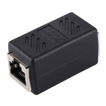 Crystal Network Straight Through Head-line Connector Pair Terminal Female to Double Head RJ45 Interface Extension Device(Black)-garmade.com