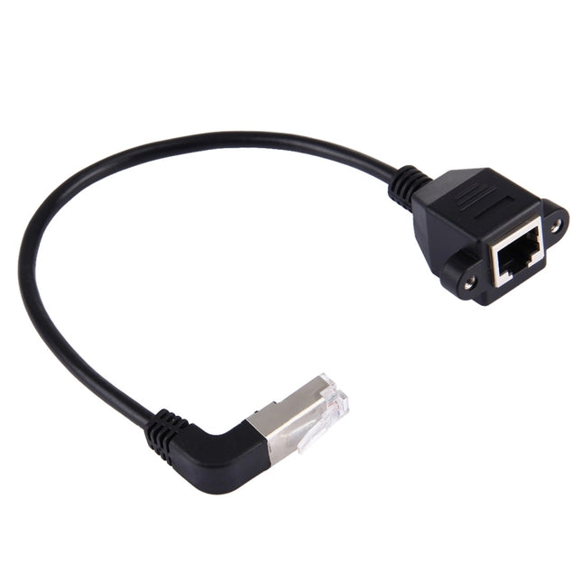 30cm RJ45 Male Bent Upward to RJ45 Female LAN Extension Cable-garmade.com