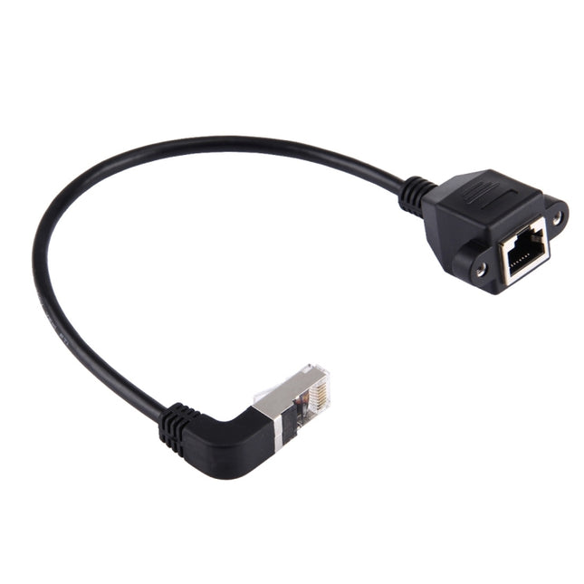 30cm RJ45 Male Bent Down to RJ45 Female LAN Extension Cable-garmade.com