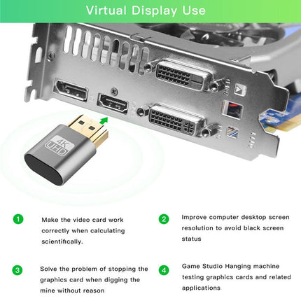 VGA Virtual Display Adapter HDMI 1.4 DDC EDID Dummy Plug Headless Display Emulator (Silver)-garmade.com