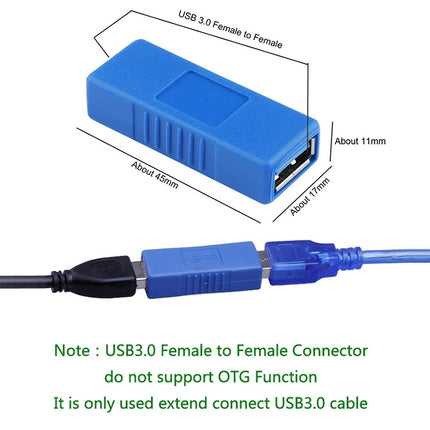 USB 3.0 Type A Female to Type A Female Connector AF Adapter Converter Extender for Laptop (Black)-garmade.com