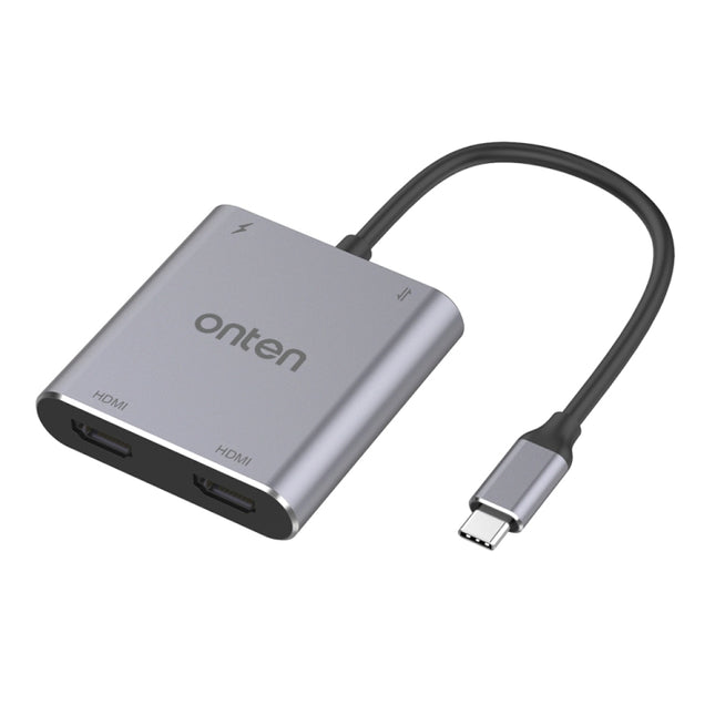 Onten 9175K 4 in 1 USB-C / Type-C to Dual HDMI + USB 3.0 + PD3.0 USB-C / Type-C Charging Port 4K HD Video Converter-garmade.com