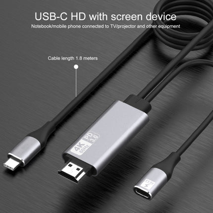 9572PD USB-C / Type-C Male to HDMI Male 4K HD Video Adapter Cable, Cable Length: 1.8m-garmade.com