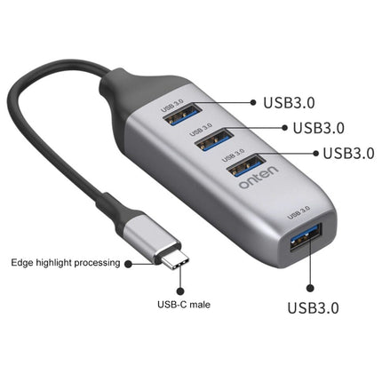 Onten 95118U 4 in 1 USB-C / Type-C to 4 USB 3.0 Ports Multifunctional HUB Converter Docking Station-garmade.com