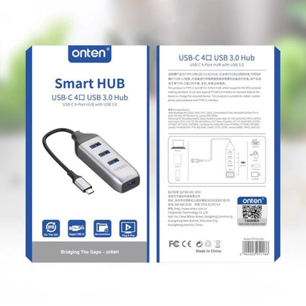 Onten 95118U 4 in 1 USB-C / Type-C to 4 USB 3.0 Ports Multifunctional HUB Converter Docking Station-garmade.com