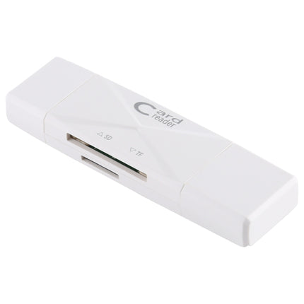 USB-C / Type-C + SD + TF + Micro USB to USB 2.0 Card Reader (White)-garmade.com