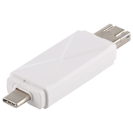 USB-C / Type-C + SD + TF + Micro USB to USB 3.0 Card Reader (White)-garmade.com
