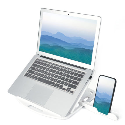 General-purpose Increased Heat Dissipation For Laptops Holder, Style: with Mobile Phone Holder(White)-garmade.com