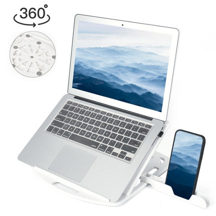 General-purpose Increased Heat Dissipation For Laptops Holder, Style: with Mobile Phone Holder with Rotation (White)-garmade.com