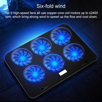 ICE COOREL Notebook Computer Base Silent Six-fan Cooling Holder Heat Sink, Style: Ordinary (Black)-garmade.com