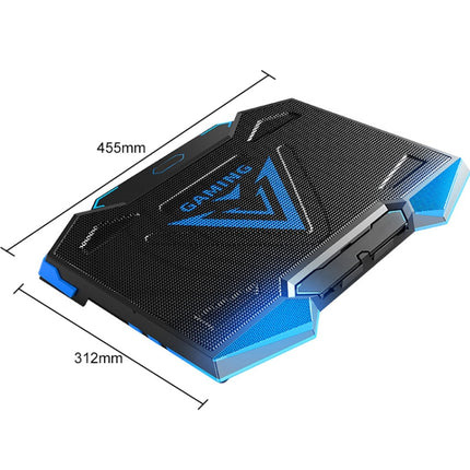dual USB Ports Five-core Radiator Notebook Computer Holder (Blue)-garmade.com