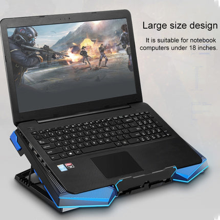 dual USB Ports Five-core Radiator Notebook Computer Holder (Blue)-garmade.com