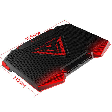 dual USB Ports Five-core Radiator Notebook Computer Holder (Red)-garmade.com