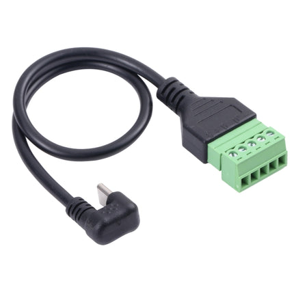U-shaped Elbow USB-C / Type-C Male to 5 Pin Green Pluggable Terminal Solder-free Connector Cable-garmade.com
