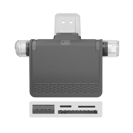 NK-939C 3 in 1 USB to USB-C / Type-C + 8PIN Multifunctional Docking Station (Grey)-garmade.com