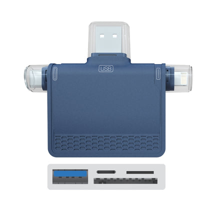 NK-939C 3 in 1 USB to USB-C / Type-C + 8PIN Multifunctional Docking Station (Blue)-garmade.com