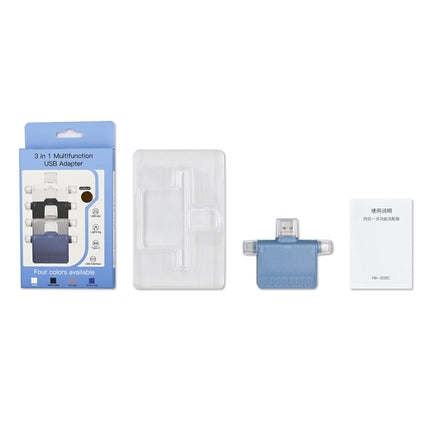 NK-939C 3 in 1 USB to USB-C / Type-C + 8PIN Multifunctional Docking Station (Blue)-garmade.com