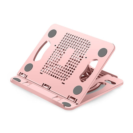 S6 Universal Rotatable Foldable 8-level Laptop Cooling Bracket with Handle (Pink)-garmade.com