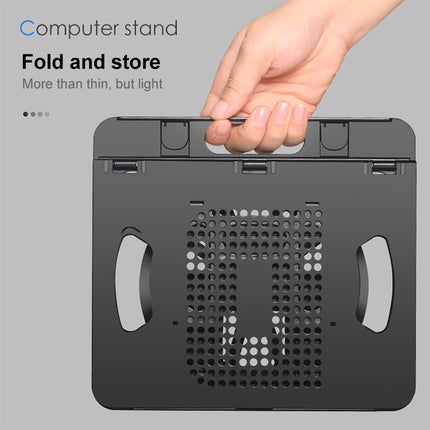 S6 Universal Rotatable Foldable 8-level Laptop Cooling Bracket with Handle (Black)-garmade.com