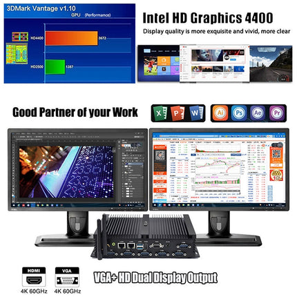 HYSTOU K4 Windows 10 or Linux System Mini ITX PC, Intel Core i5-4200U 2 Core 4 Threads up to 1.60-2.60GHz, Support mSATA, WiFi, 4GB RAM DDR3 + 64GB SSD-garmade.com