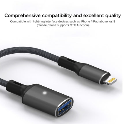 8 Pin to USB OTG Adapter Cable, Suitable for Systems Above IOS 13 (Black)-garmade.com