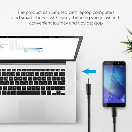 PD 100W 7.4 x 0.6mm Male to USB-C / Type-C Male Nylon Weave Power Charge Cable for Dell, Cable Length: 1.7m-garmade.com