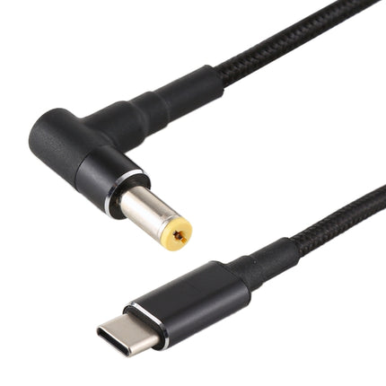 PD 100W 5.5 x 1.7mm Male Elbow to USB-C / Type-C Male Nylon Weave Power Charge Cable, Cable Length: 1.7m-garmade.com