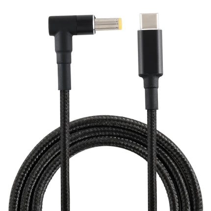 PD 100W 5.5 x 2.5mm Male Elbow to USB-C / Type-C Male Nylon Weave Power Charge Cable, Cable Length: 1.7m-garmade.com