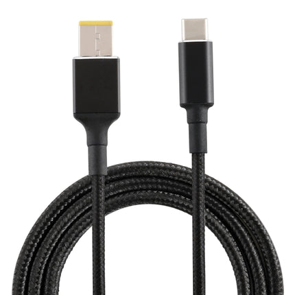 Big Square Male to USB-C / Type-C Male Nylon Weave Power Charge Cable for Lenovo, Cable Length: 1.7m-garmade.com