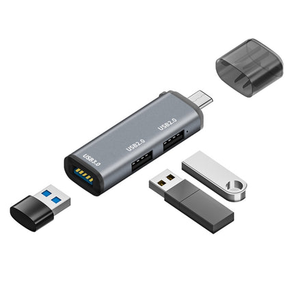 ADS-302C 3 In 1 Multi-function Type-C / USB-C HUB Docking Station (Silver Grey)-garmade.com