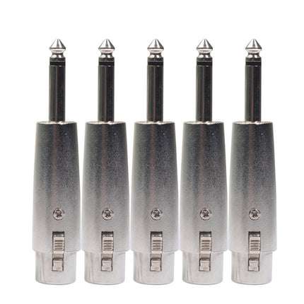 5 PCS LZ1167 6.35mm Single Track Male Head to XRL Female Audio Adapter Plug (Silver)-garmade.com