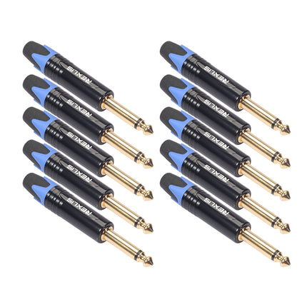 10 PCS TC202 6.35mm Gold-plated Mono Sound Welding Audio Adapter Plug(Blue)-garmade.com