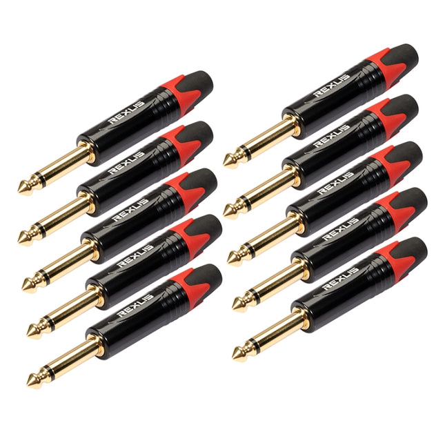 10 PCS TC202 6.35mm Gold-plated Mono Sound Welding Audio Adapter Plug(Red)-garmade.com