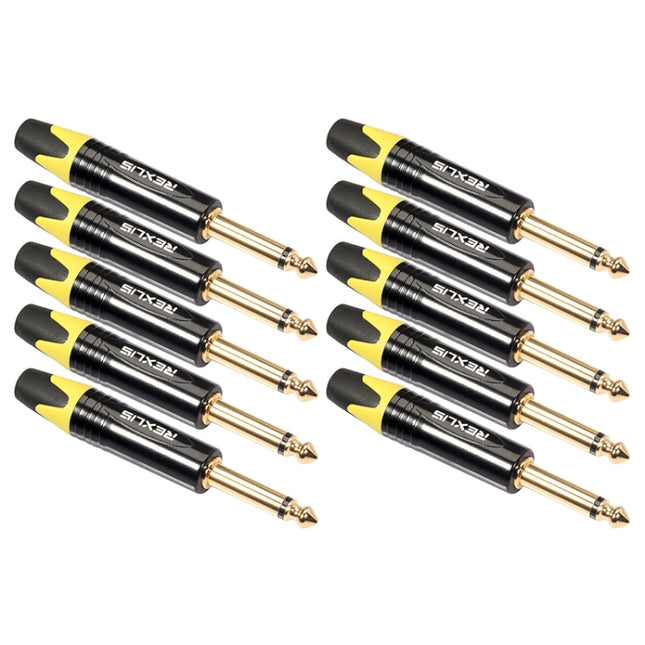 10 PCS TC202 6.35mm Gold-plated Mono Sound Welding Audio Adapter Plug(Yellow)-garmade.com