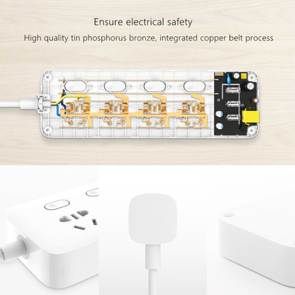 Original Xiaomi Mijia Power Socket Strip 4 Sockets Big Plug Extension Patch Board with 4 Control Switches & 5V / 2.1A 3 USB Ports for Home, Office-garmade.com
