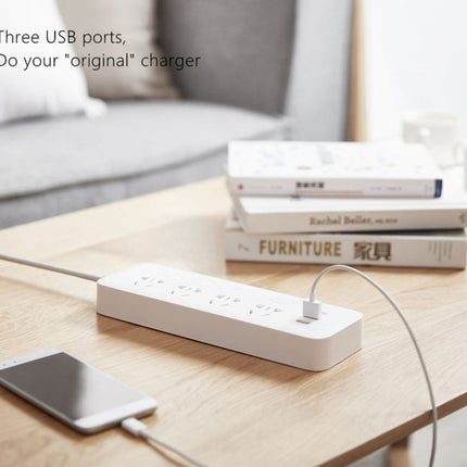 Original Xiaomi Mijia Power Socket Strip 4 Sockets Big Plug Extension Patch Board with 4 Control Switches & 5V / 2.1A 3 USB Ports for Home, Office-garmade.com