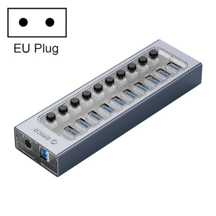 ORICO AT2U3-10AB-GY-BP 10 Ports USB 3.0 HUB with Individual Switches & Blue LED Indicator, EU Plug-garmade.com