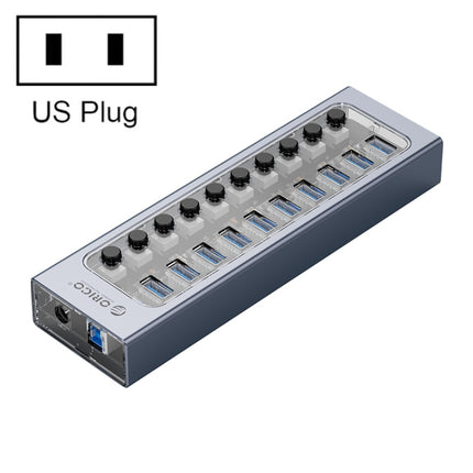 ORICO AT2U3-10AB-GY-BP 10 Ports USB 3.0 HUB with Individual Switches & Blue LED Indicator, US Plug-garmade.com