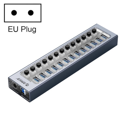 ORICO AT2U3-13AB-GY-BP 13 Ports USB 3.0 HUB with Individual Switches & Blue LED Indicator, EU Plug-garmade.com