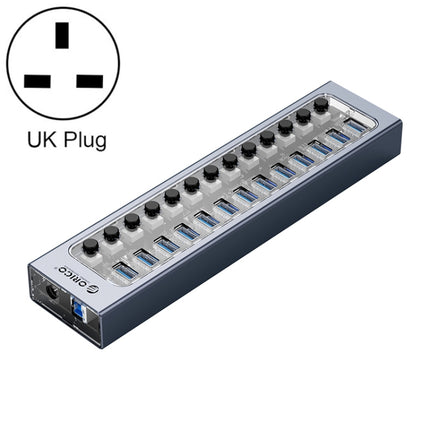 ORICO AT2U3-13AB-GY-BP 13 Ports USB 3.0 HUB with Individual Switches & Blue LED Indicator, UK Plug-garmade.com