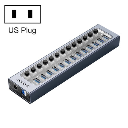 ORICO AT2U3-13AB-GY-BP 13 Ports USB 3.0 HUB with Individual Switches & Blue LED Indicator, US Plug-garmade.com